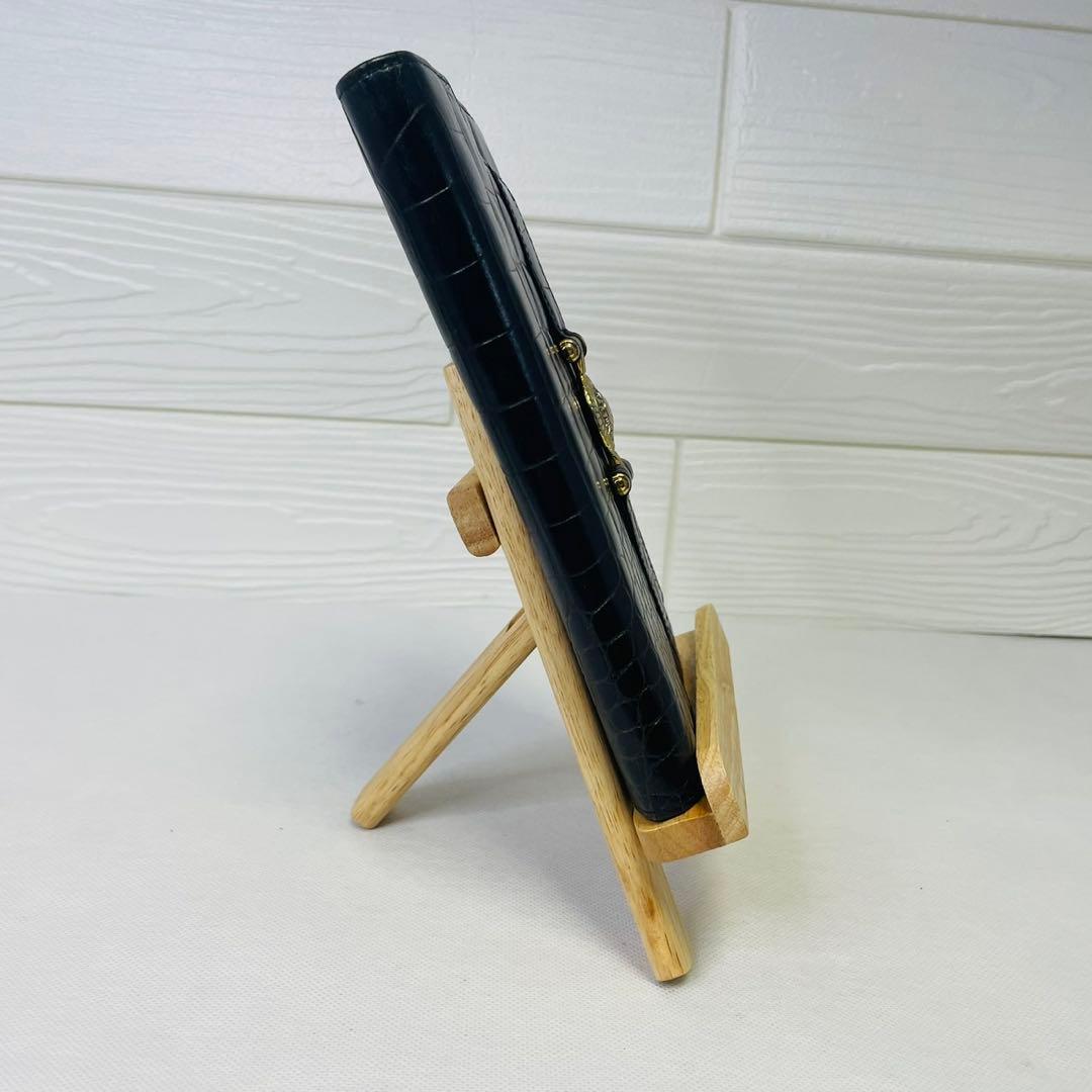 VERSACE ヴェルサーチ　クロコレザー 折り長財布　鰐　太陽ロゴ