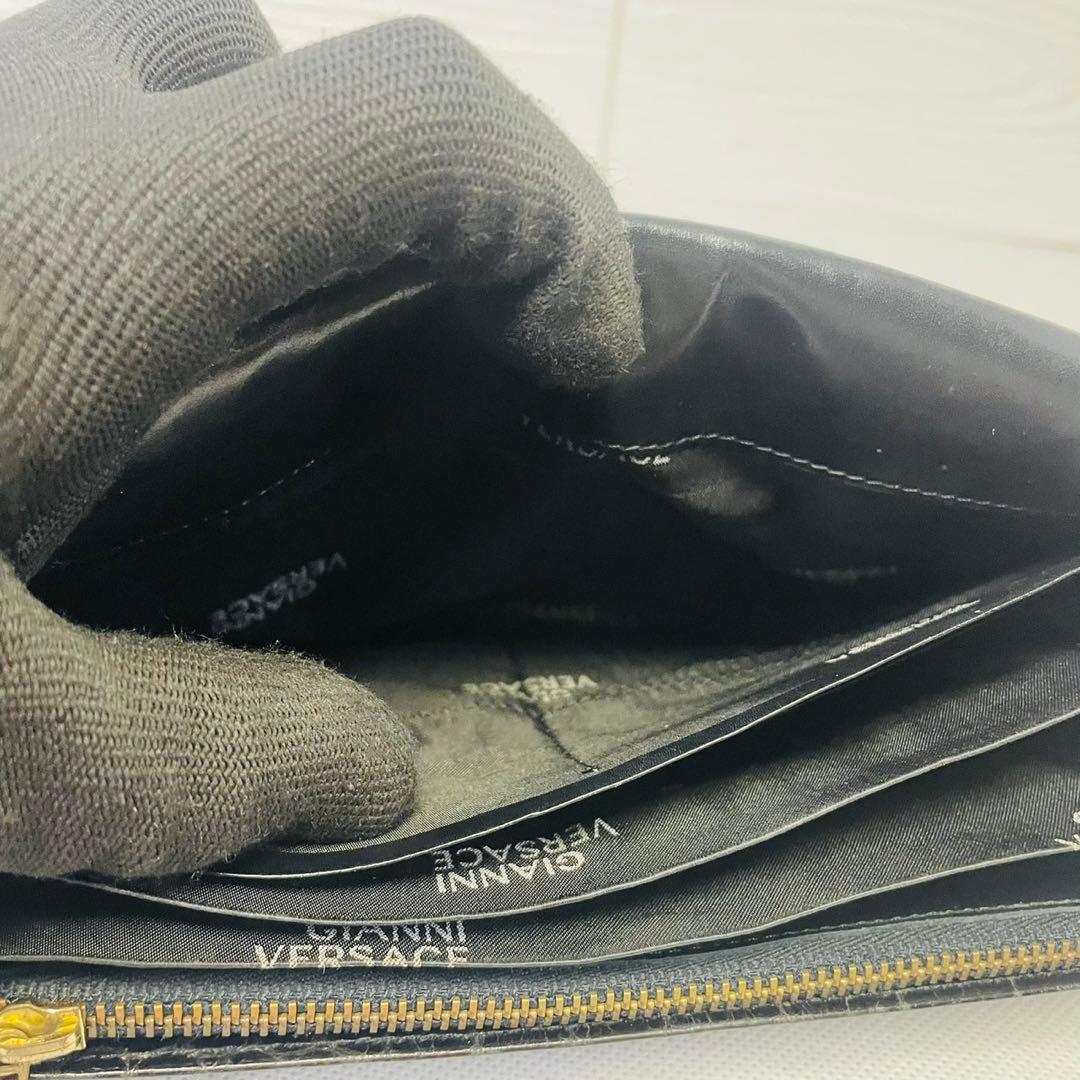 VERSACE ヴェルサーチ　クロコレザー 折り長財布　鰐　太陽ロゴ