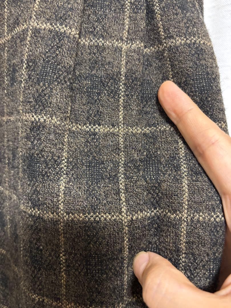 FRANK LEDERブラウン チェック柄 イージーパンツ