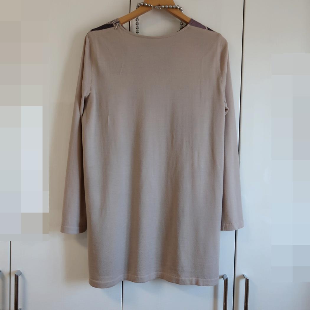 美品■レリアン■13号■プリント切替チュニックブラウス/シルク/イタリー生地