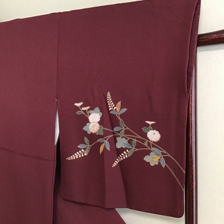 あ*め様 付下げ 童子柄 赤銅色 正絹 158cm