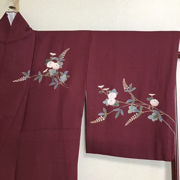 あ*め様 付下げ 童子柄 赤銅色 正絹 158cm