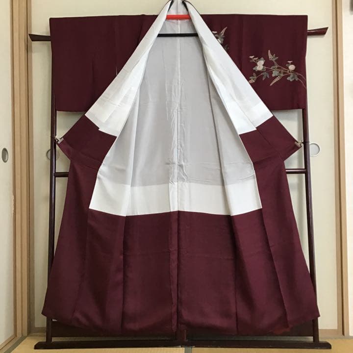 あ*め様 付下げ 童子柄 赤銅色 正絹 158cm