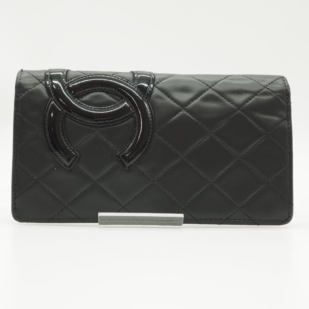 【かつ】CHANEL シャネル カンボンライン 長財布 黒×ピンク