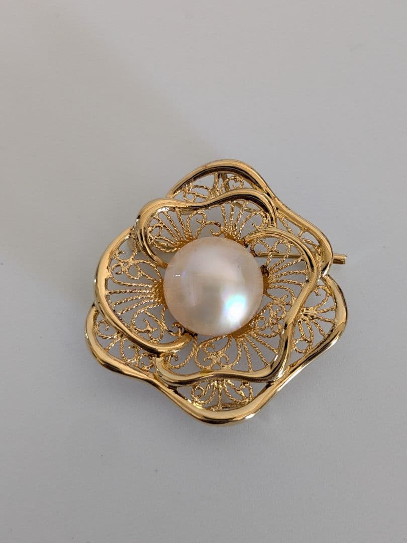 マベパール　3点　イヤリング　ネックレス　ブローチ　SILVER　ゴールド