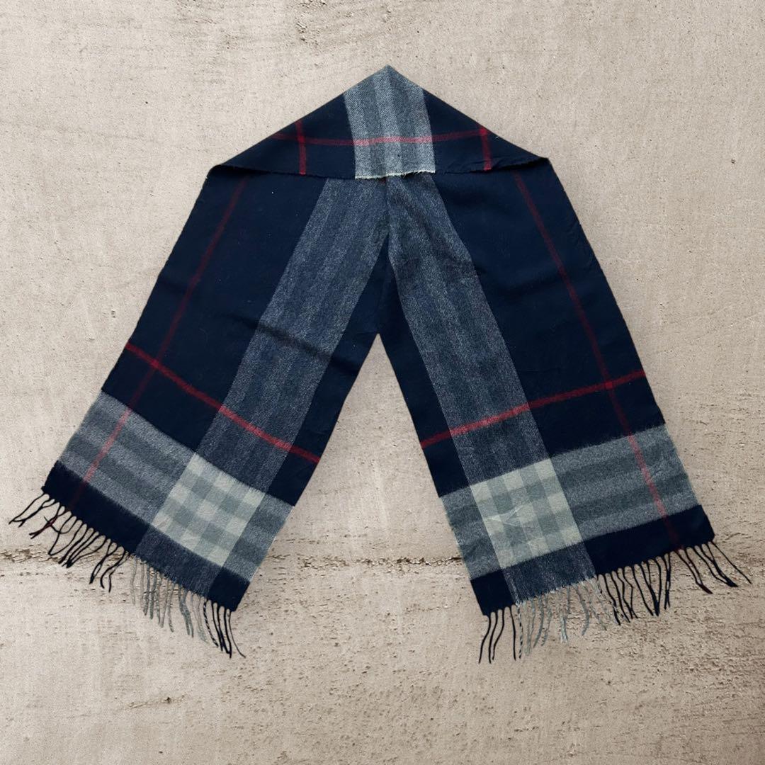 美品バーバリーBurberry大判ノバチェックマフラーストールブラック黒古着