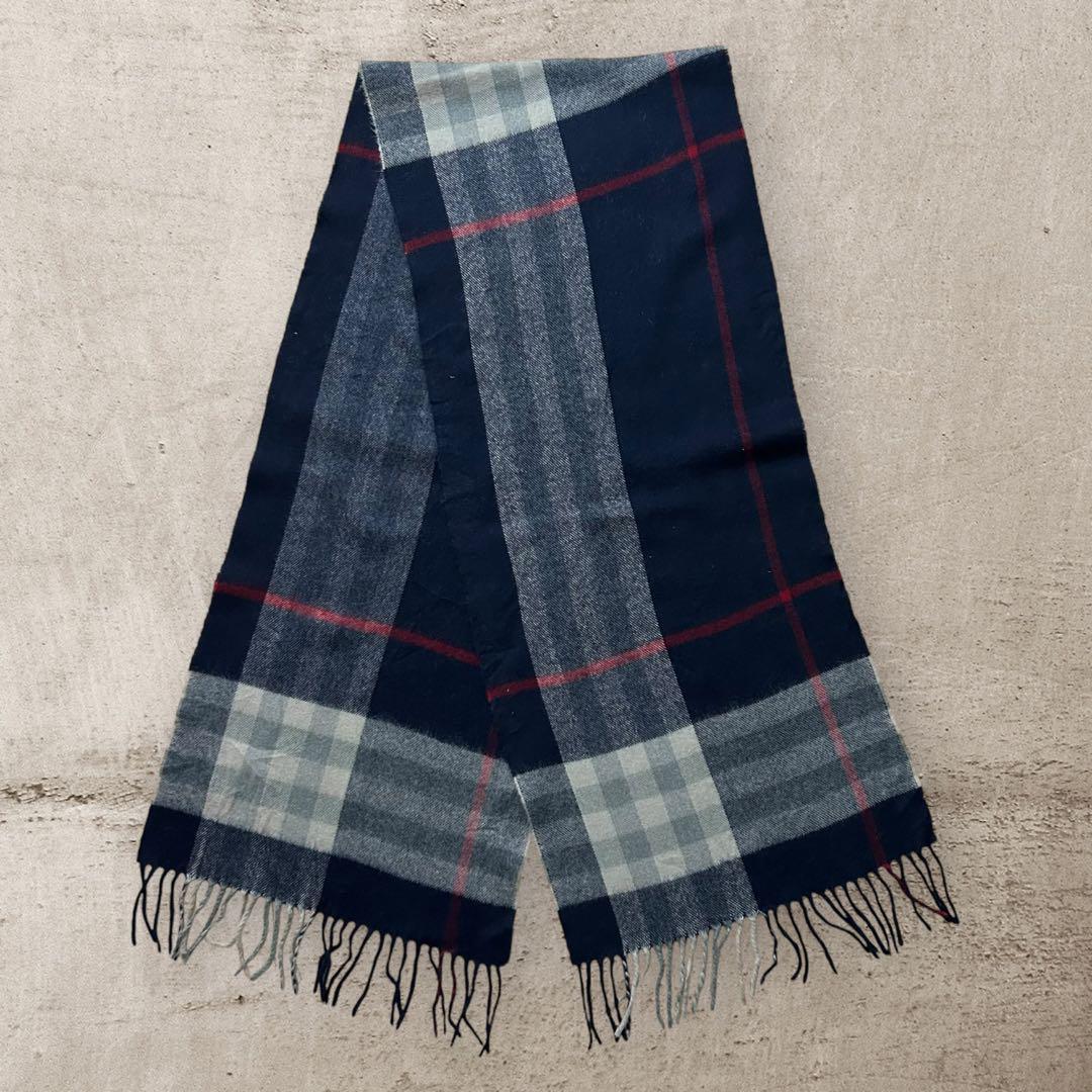 美品バーバリーBurberry大判ノバチェックマフラーストールブラック黒古着