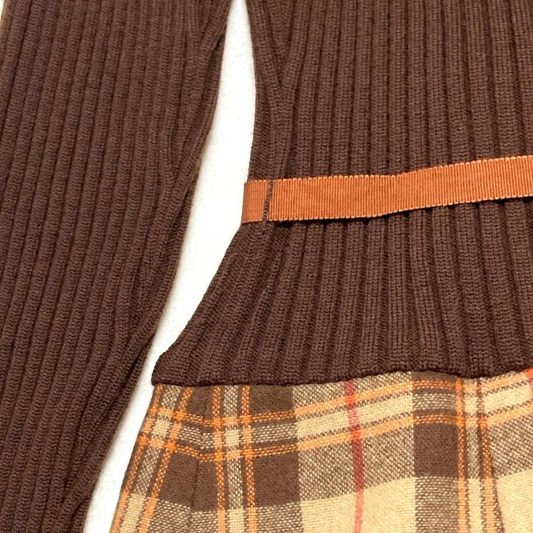 ★さくら★ M’S GRACY エムズ　チェック　切替　ワンピース　リボン