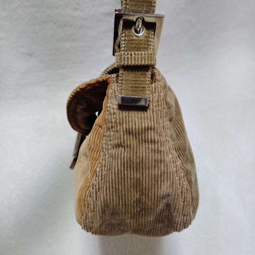 フェンディ　マンマバケット　ワンショルダーバッグ　コーデュロイ　ベージュ　訳あり