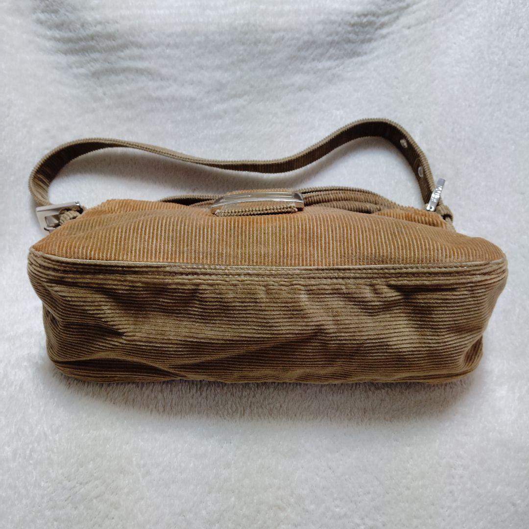 フェンディ　マンマバケット　ワンショルダーバッグ　コーデュロイ　ベージュ　訳あり