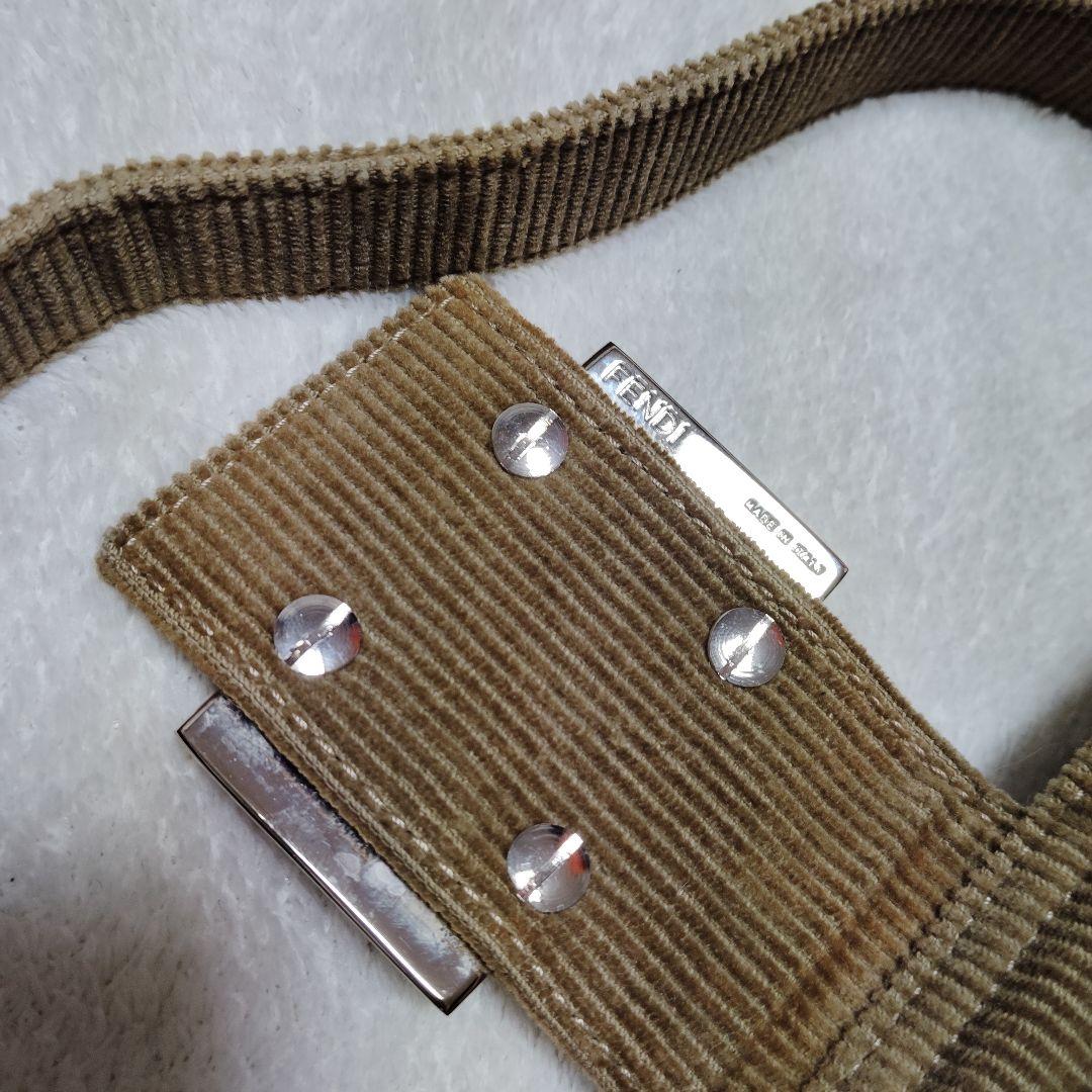 フェンディ　マンマバケット　ワンショルダーバッグ　コーデュロイ　ベージュ　訳あり