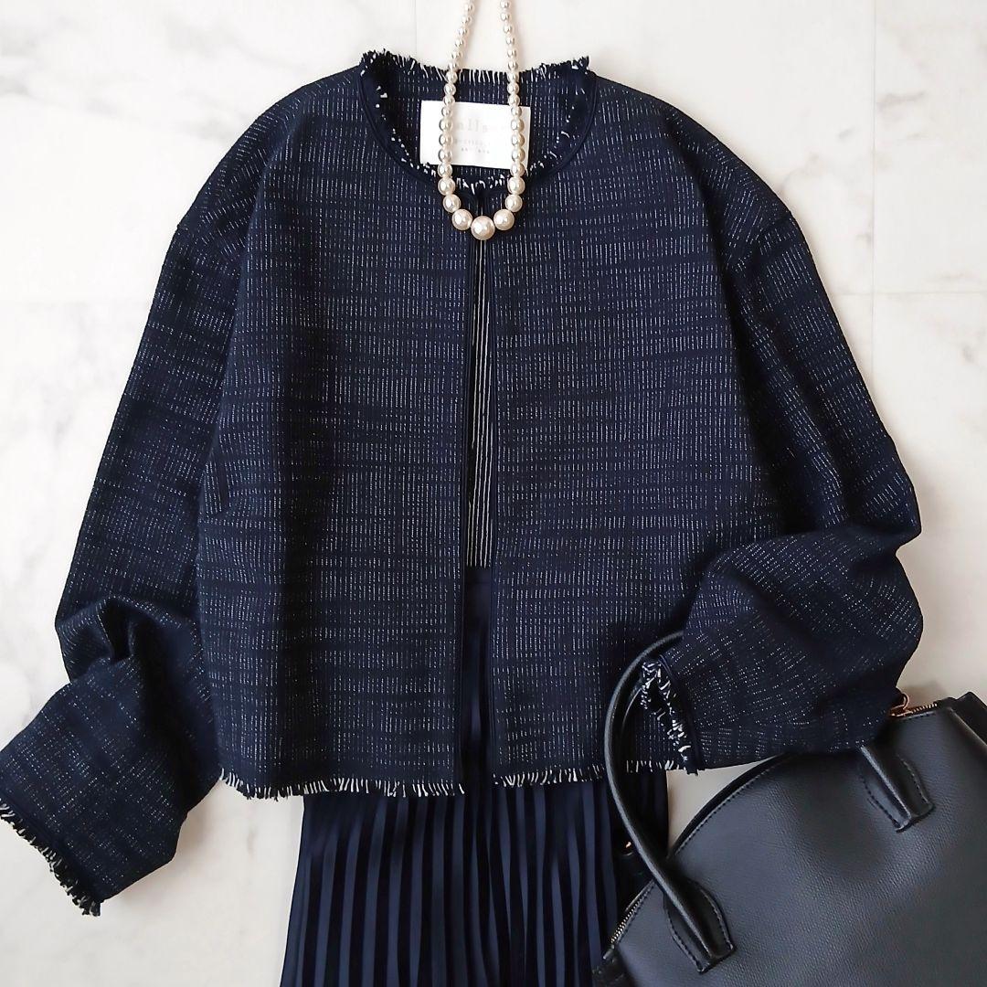 美品 ボールジィ トゥモローランド ロングスラブツイード ノーカラージャケット