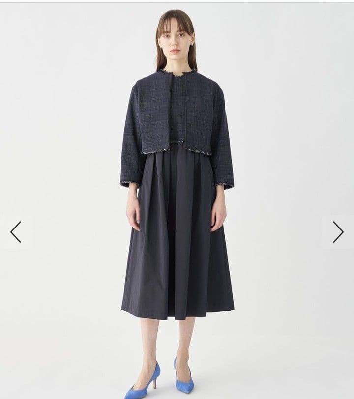 美品 ボールジィ トゥモローランド ロングスラブツイード ノーカラージャケット