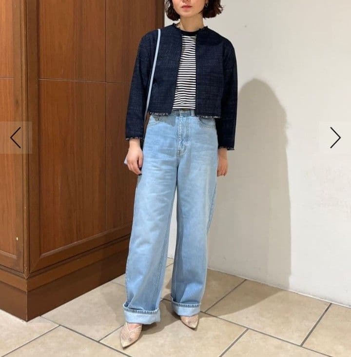 美品 ボールジィ トゥモローランド ロングスラブツイード ノーカラージャケット