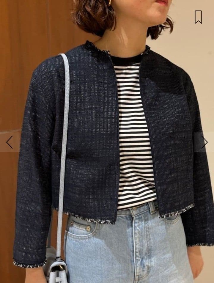 美品 ボールジィ トゥモローランド ロングスラブツイード ノーカラージャケット