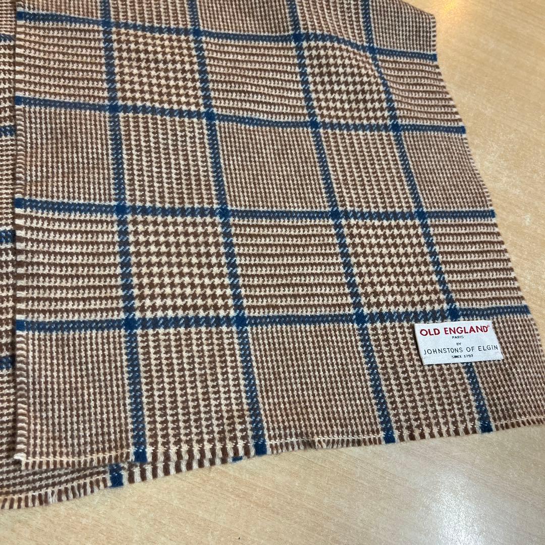 美品 ジョンストンズ×オールドイングランド マフラー カシミヤ チェック柄