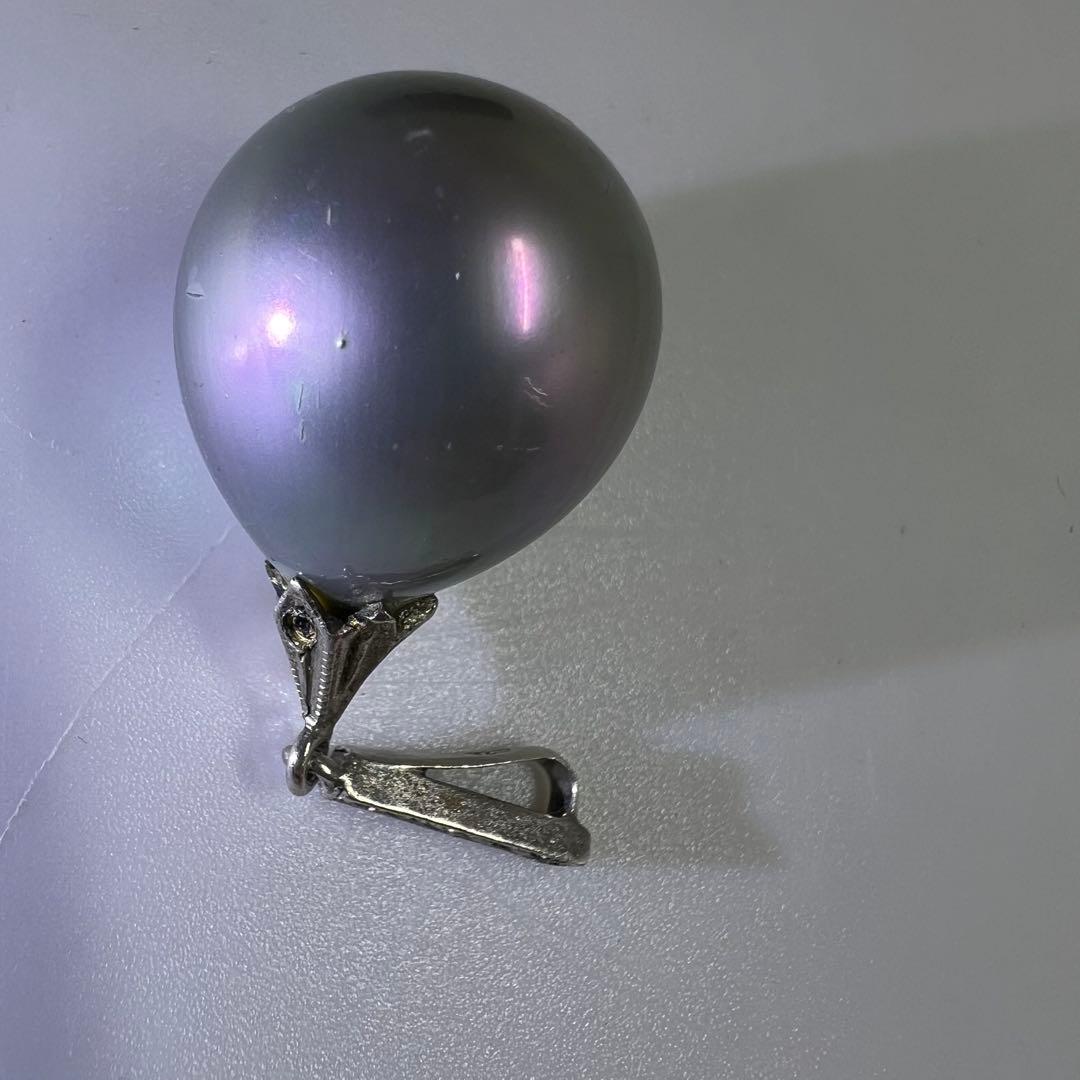 925刻印　特大ブラックパール　ネックレストップ　36g 東K8-0211ア㊱