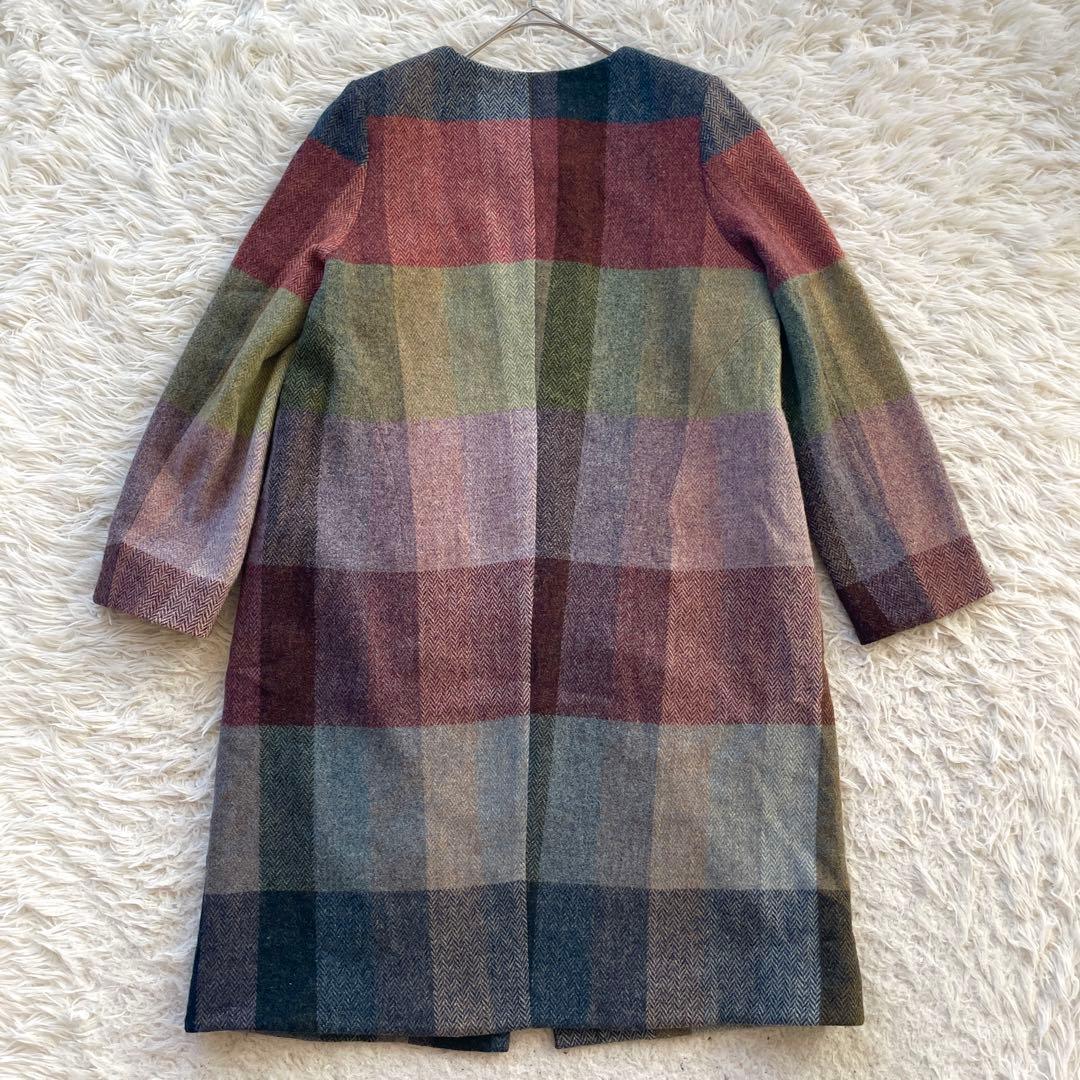 YOSHIYA KEIKO バイカラー　マルチカラー　くるみボタン　コート