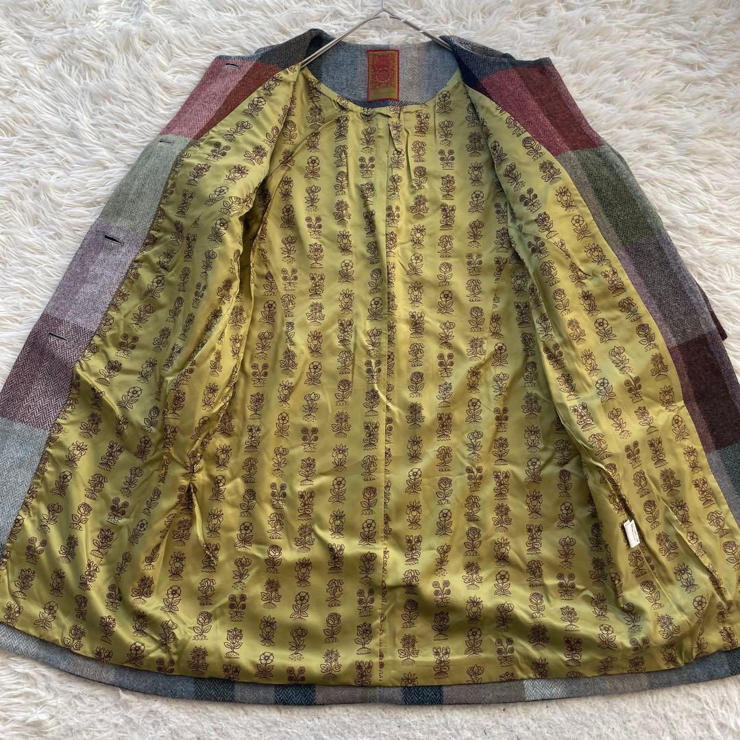 YOSHIYA KEIKO バイカラー　マルチカラー　くるみボタン　コート