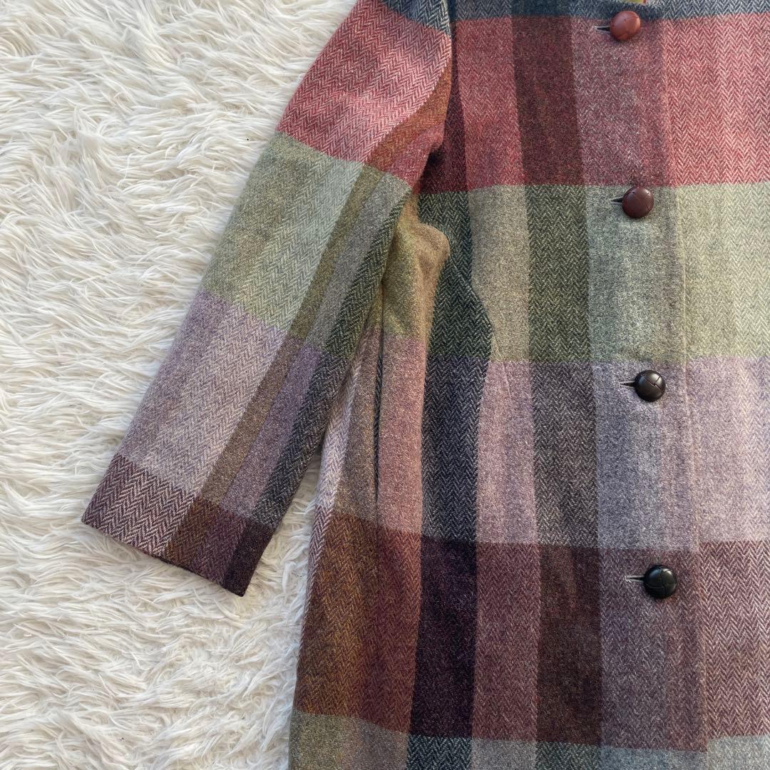 YOSHIYA KEIKO バイカラー　マルチカラー　くるみボタン　コート