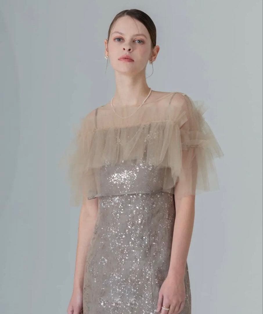 チュールフリルボレロペイントマーメイドワンピースドレス