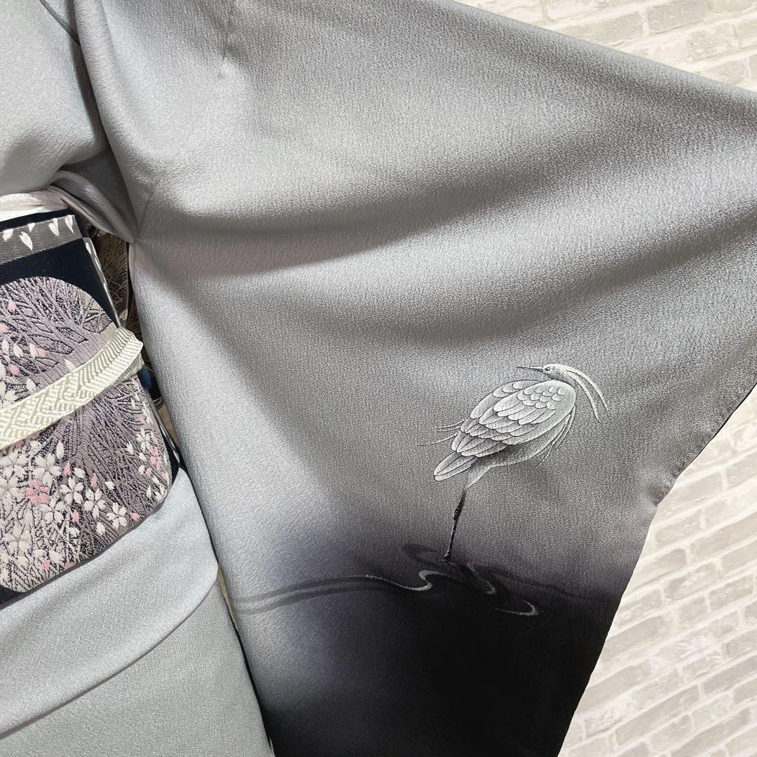 訪問着　フルセット　鷺　静寂　静けさの中の桜　手刺繍　ニューはればれ加工　P2