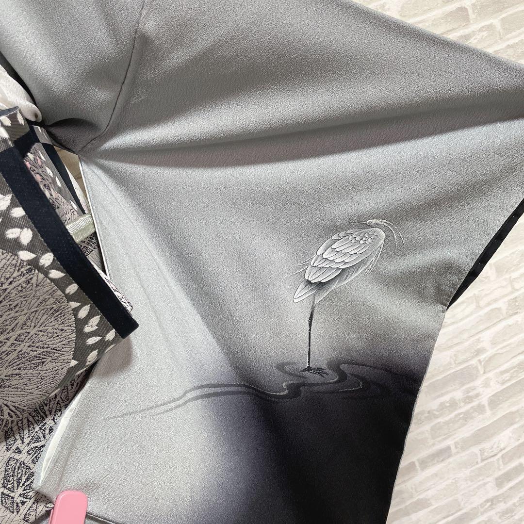 訪問着　フルセット　鷺　静寂　静けさの中の桜　手刺繍　ニューはればれ加工　P2