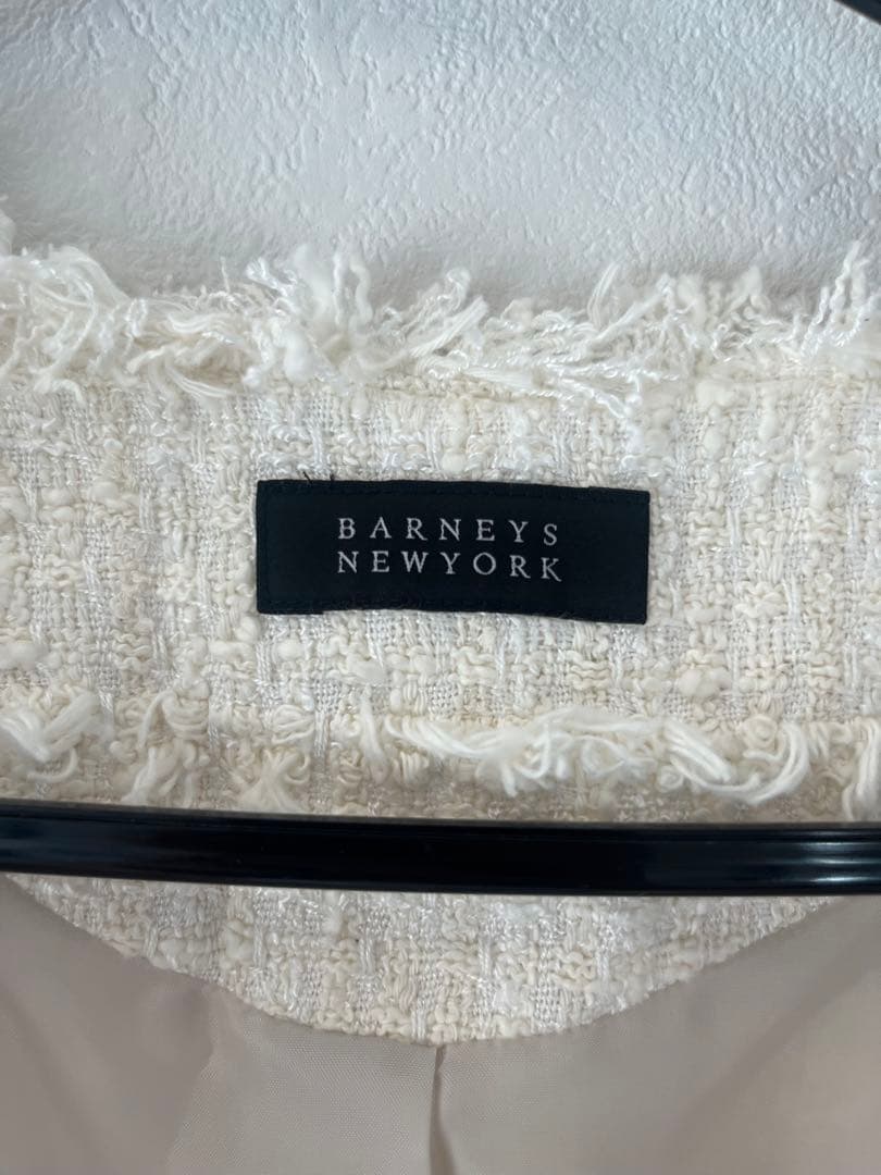 BARNEYS NEW YORK ツイード ノーカラー ジャケット