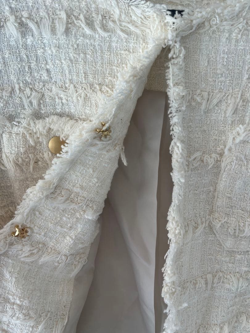 BARNEYS NEW YORK ツイード ノーカラー ジャケット