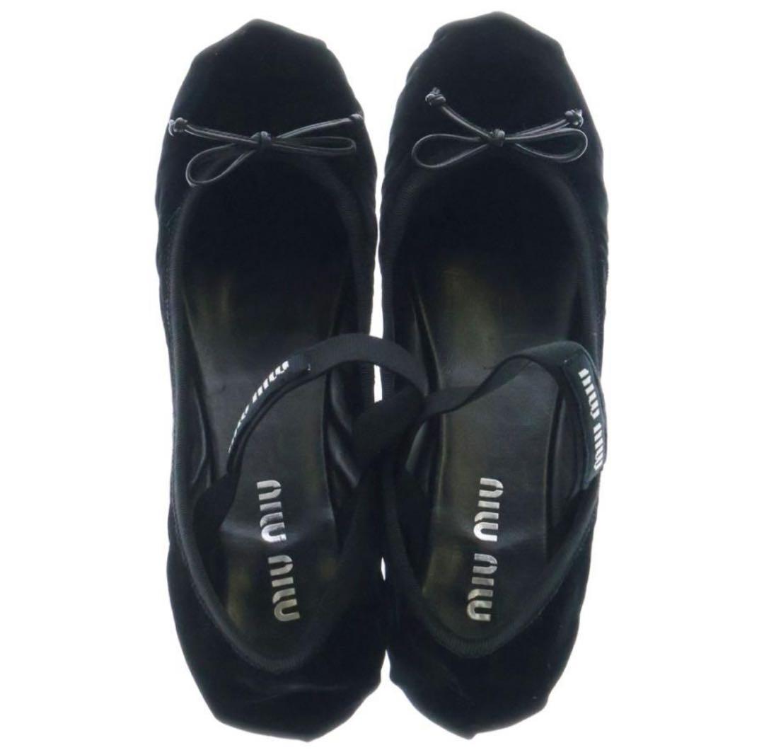 最終価格！未使用箱付き♡【ミュウミュウ】バレエフラットシューズ ベロア 黒 39