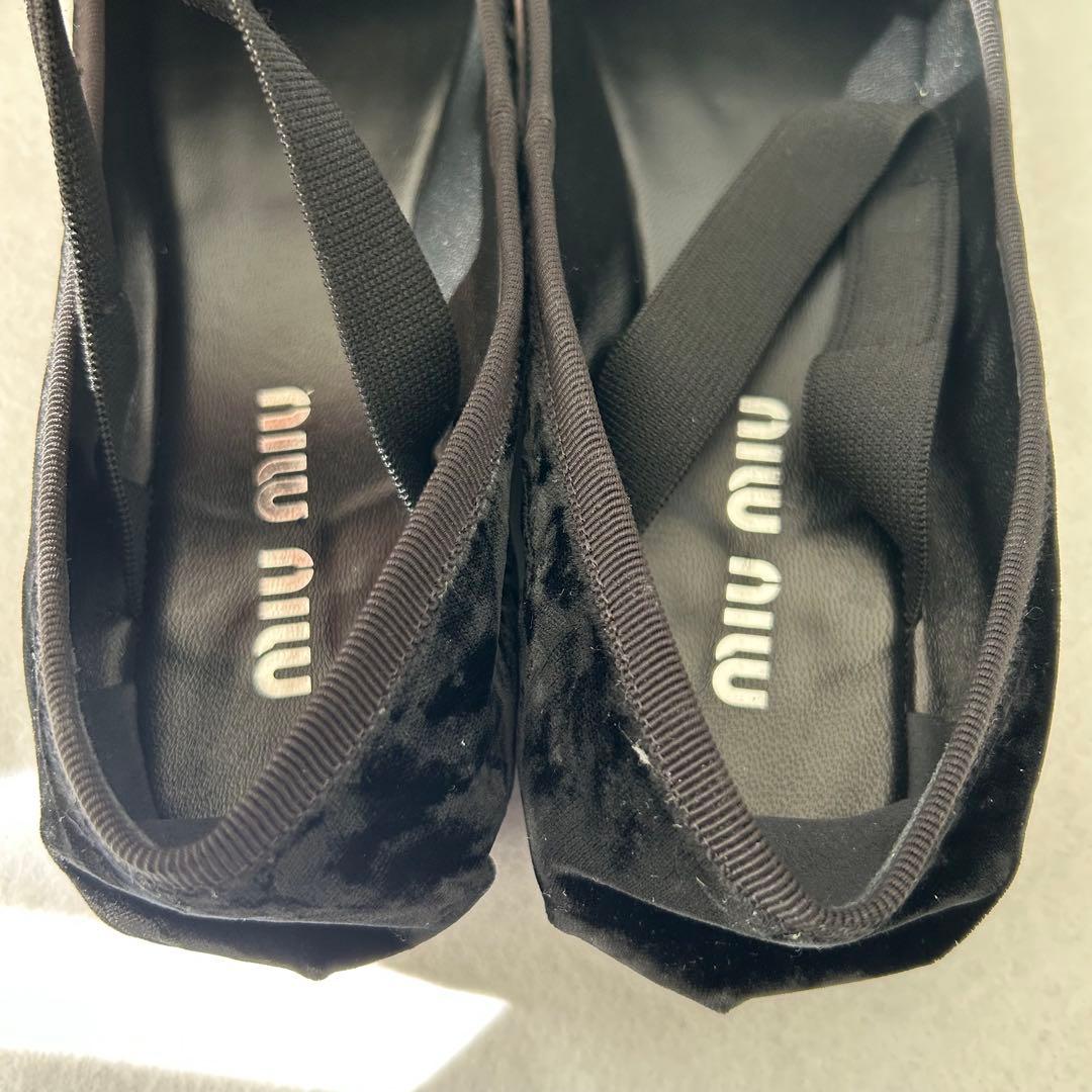 最終価格！未使用箱付き♡【ミュウミュウ】バレエフラットシューズ ベロア 黒 39