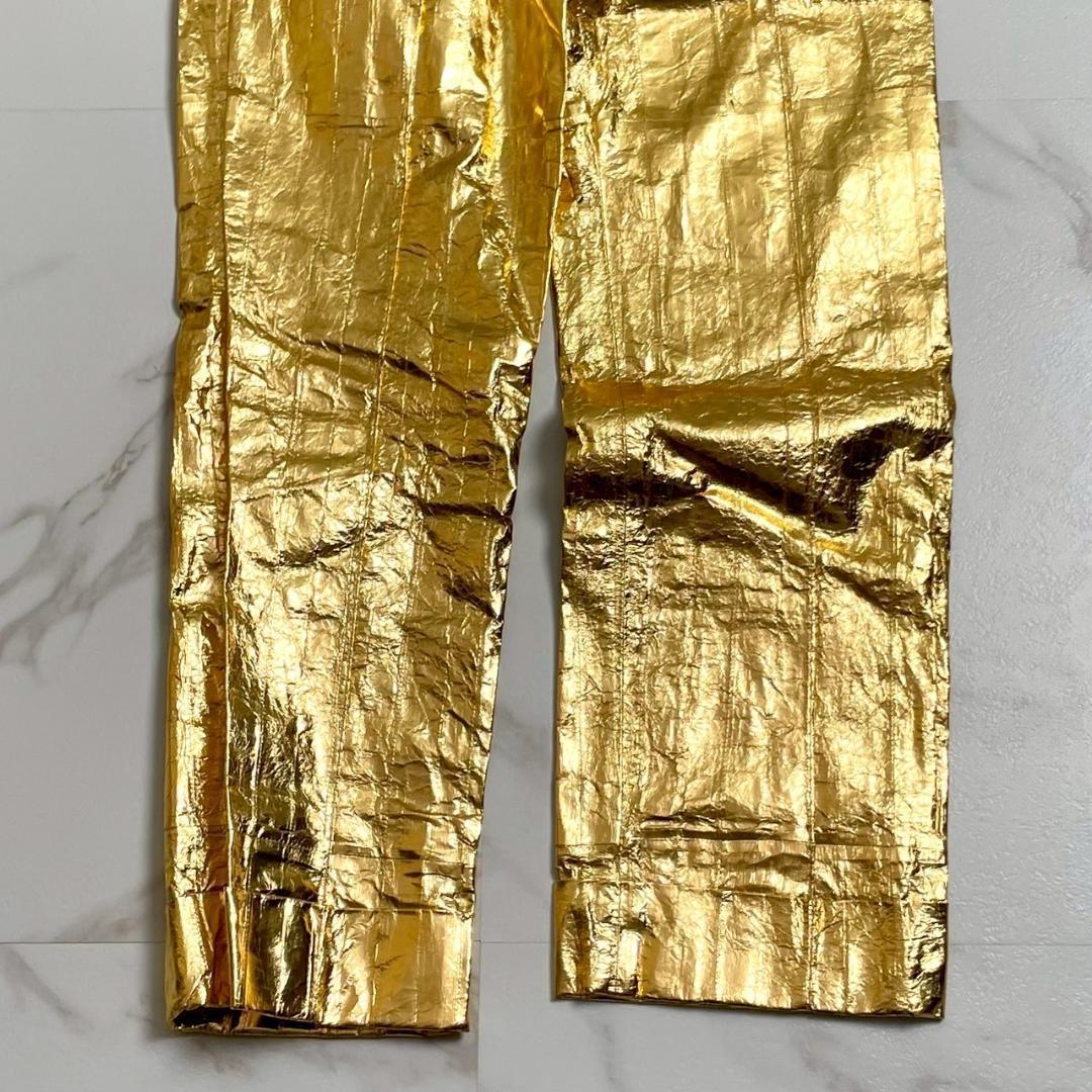未使用　ドルチェ&ガッパーナ　メタリックゴールド　レザーパンツ　うなぎ革　金色