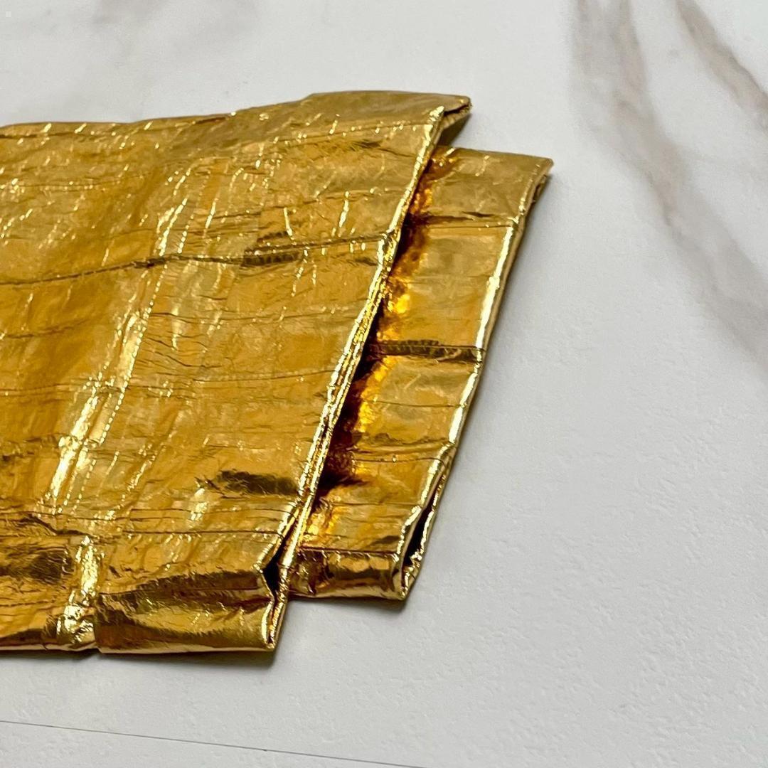 未使用　ドルチェ&ガッパーナ　メタリックゴールド　レザーパンツ　うなぎ革　金色