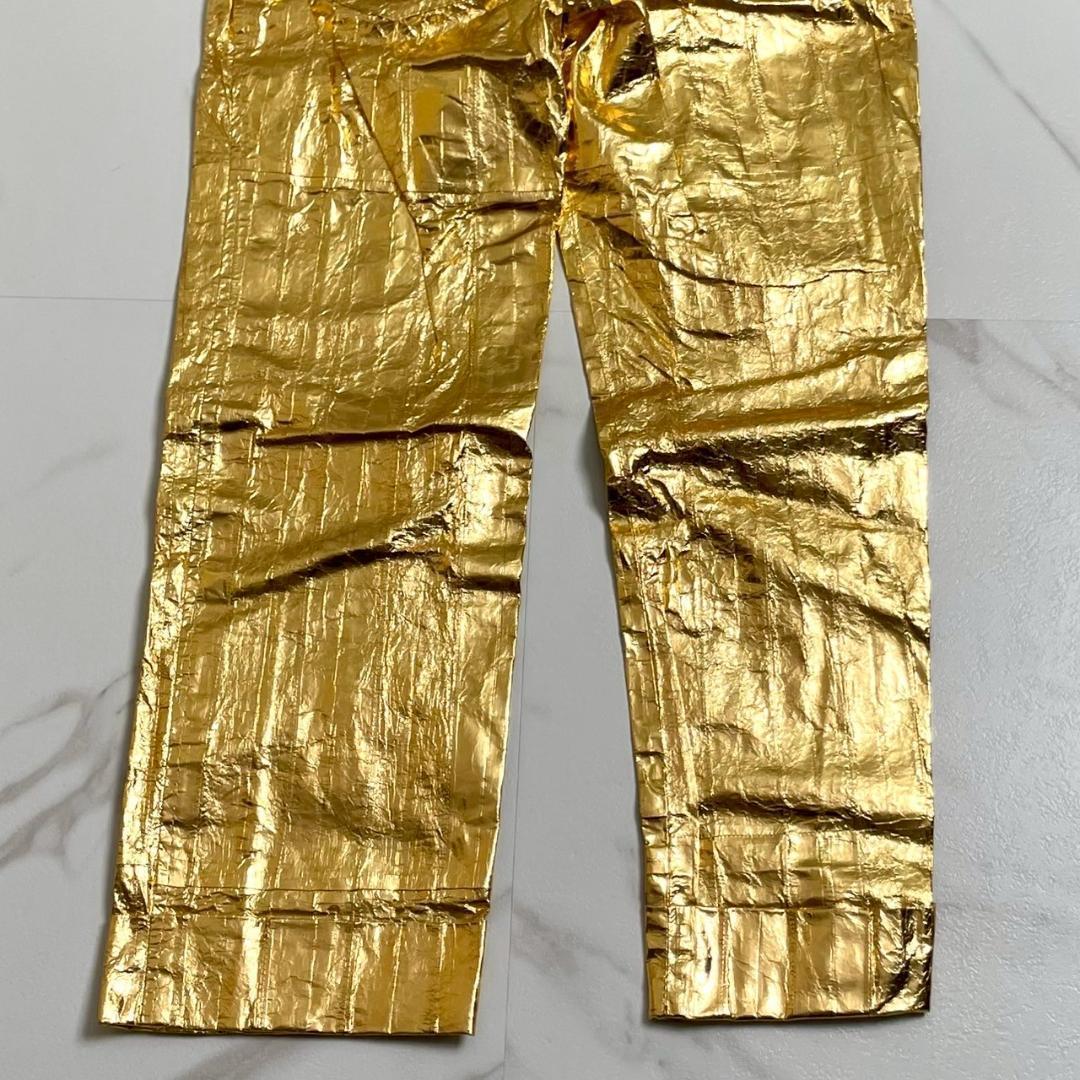 未使用　ドルチェ&ガッパーナ　メタリックゴールド　レザーパンツ　うなぎ革　金色