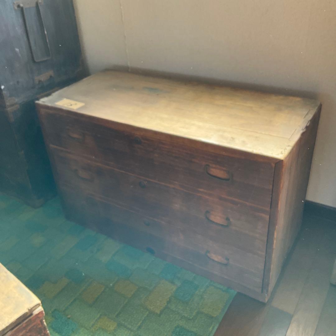 昭和家具　木製タンス 3段 引き出し付き　13