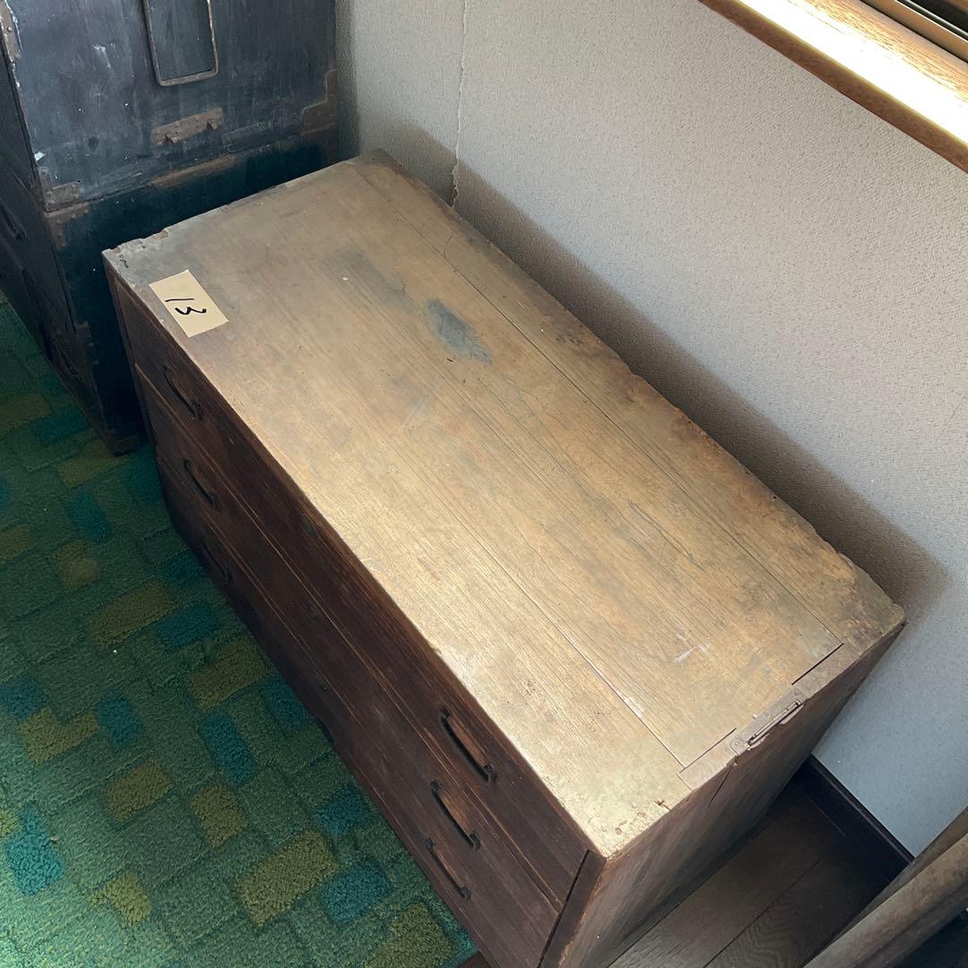 昭和家具　木製タンス 3段 引き出し付き　13
