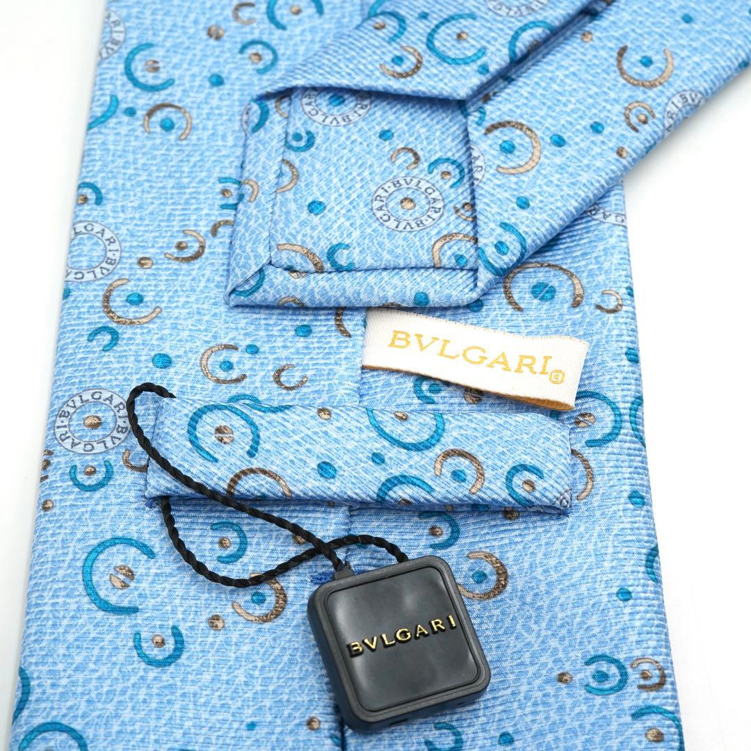 ✨新品未使用タグ付✨　BVLGARI ネクタイ　セッテピエゲ　水色　ビーゼロワン