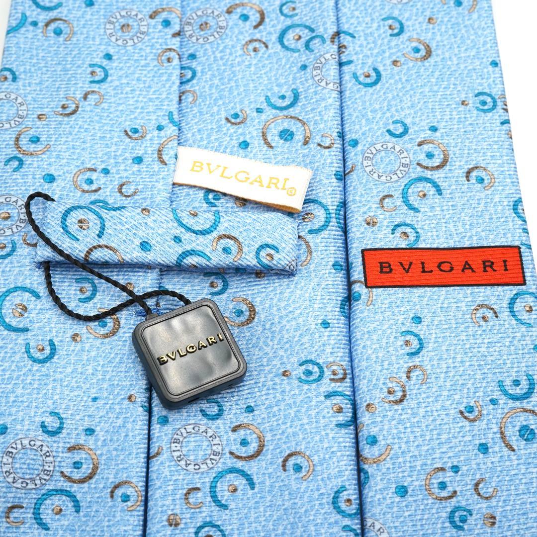✨新品未使用タグ付✨　BVLGARI ネクタイ　セッテピエゲ　水色　ビーゼロワン