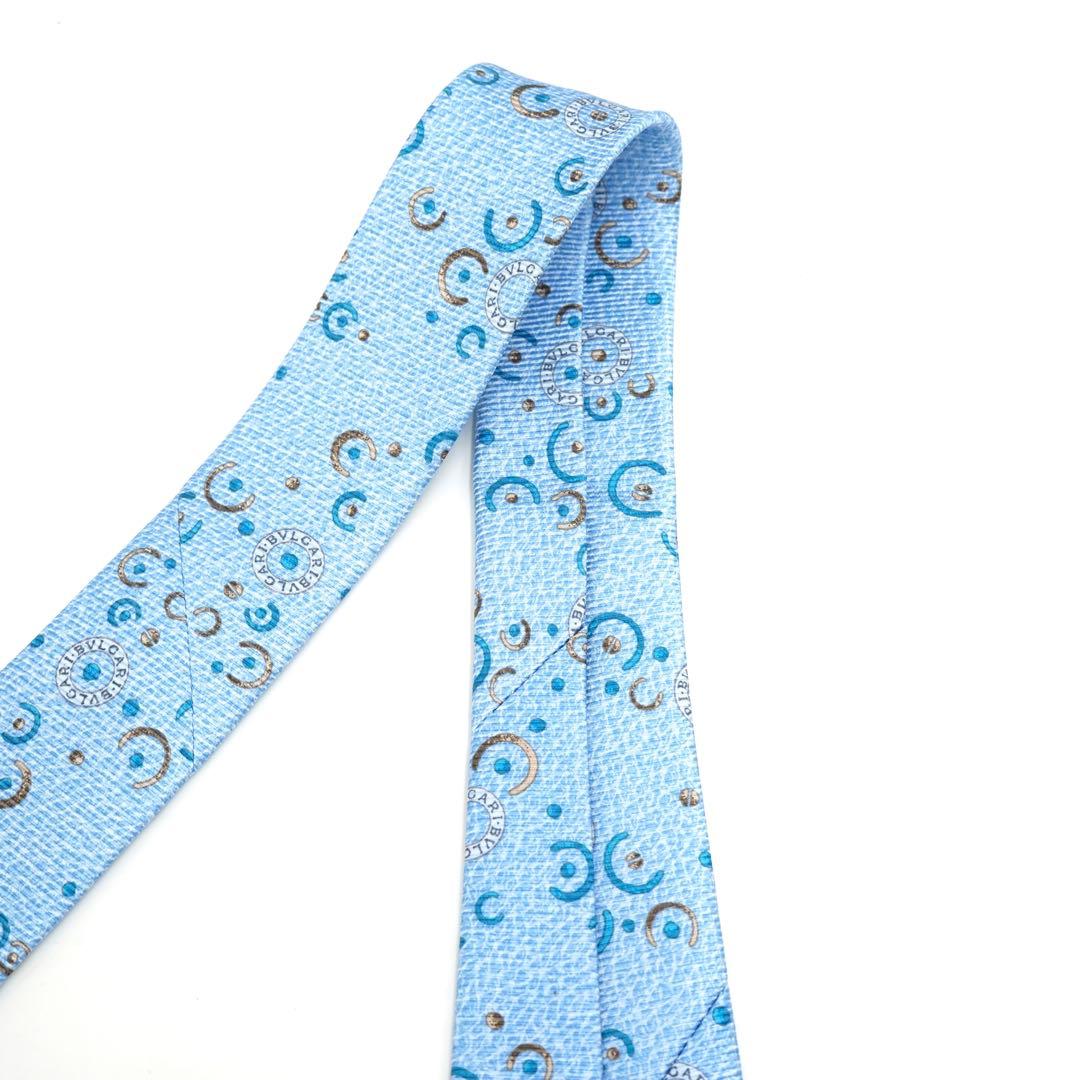 ✨新品未使用タグ付✨　BVLGARI ネクタイ　セッテピエゲ　水色　ビーゼロワン