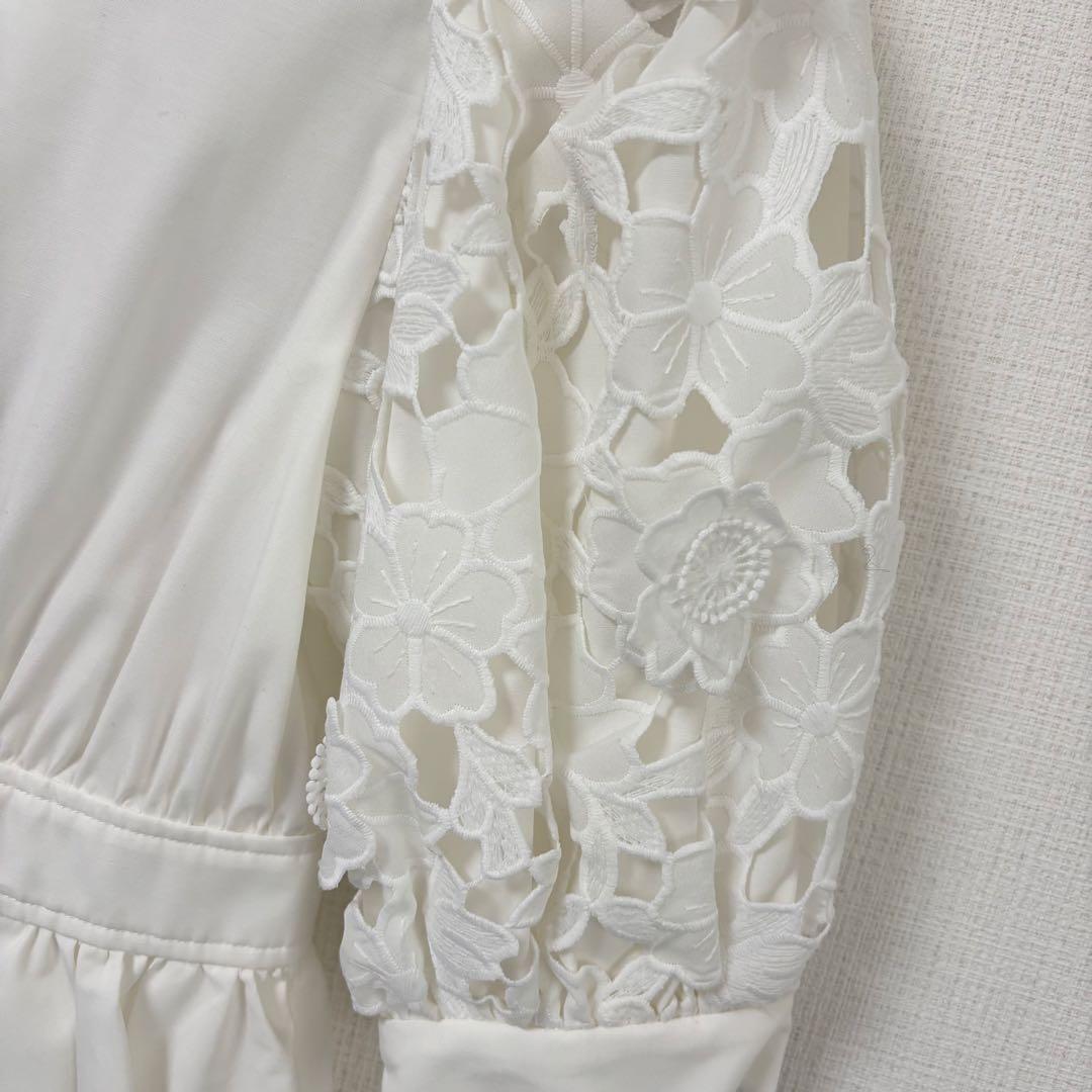 新品sheller スリーブフラワーペプラムトップス