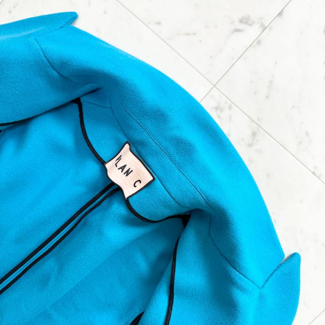 【美品】PLAN C プランシー チェスターコート カシミヤ ブルー ロング