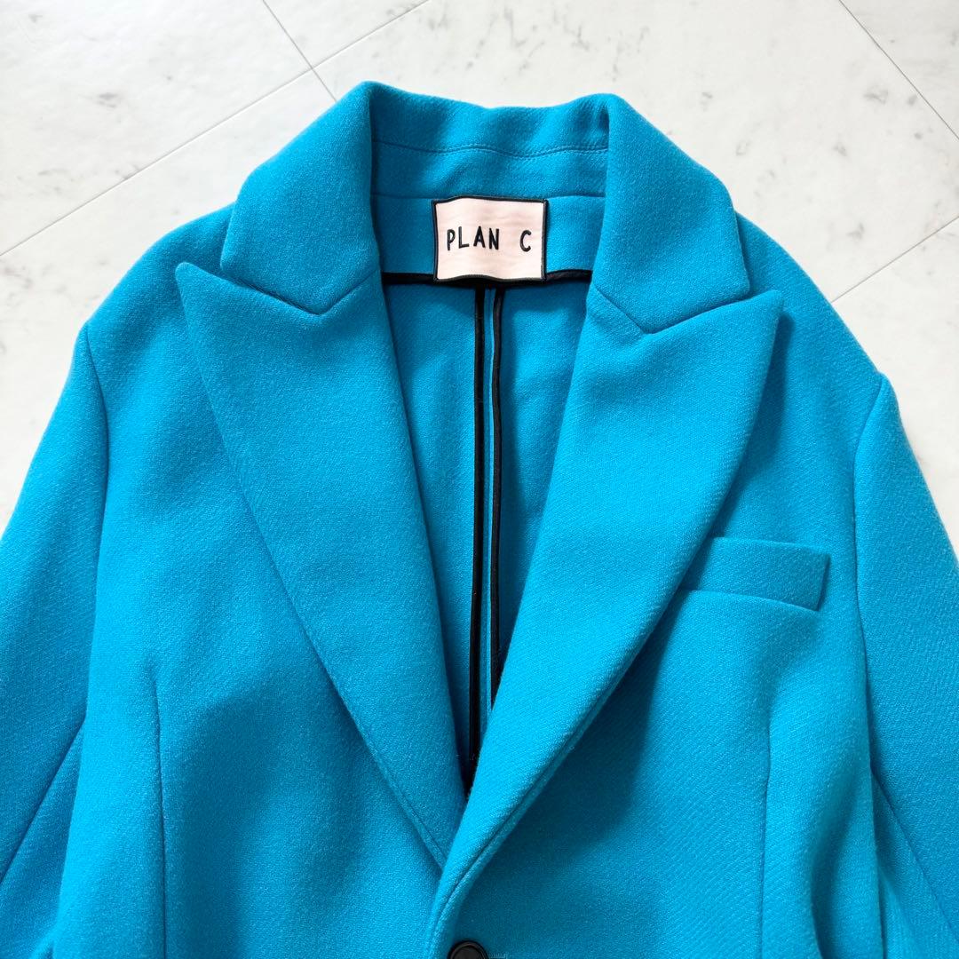 【美品】PLAN C プランシー チェスターコート カシミヤ ブルー ロング