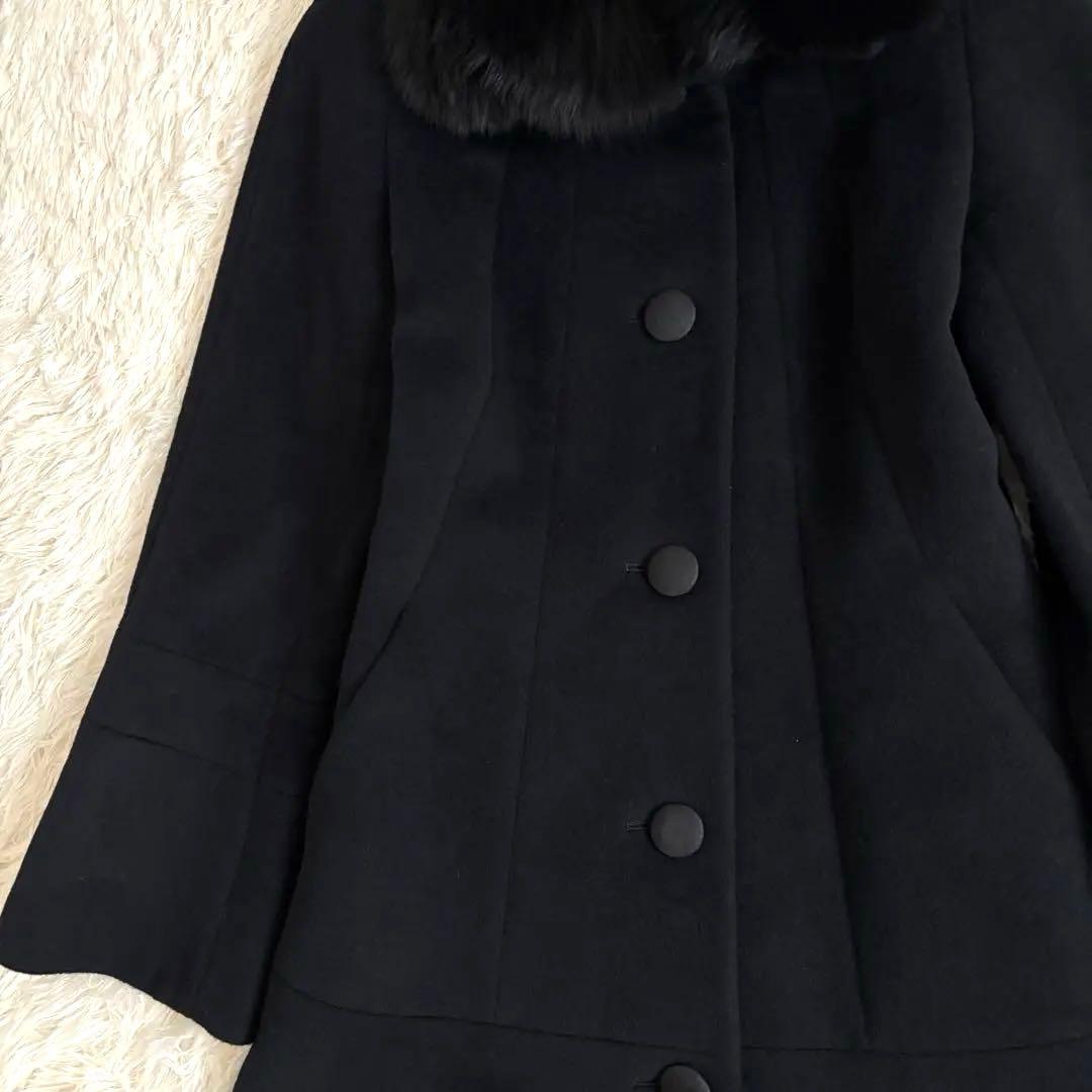 トゥービーシックス ロングコート フォックスファー ブラックAライン フレア袖