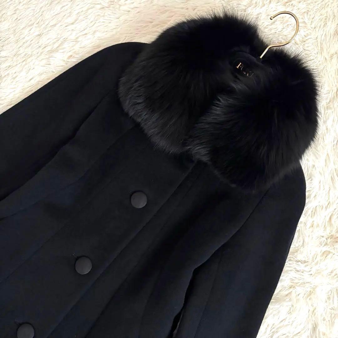 トゥービーシックス ロングコート フォックスファー ブラックAライン フレア袖