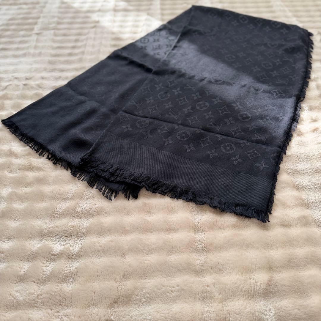 匿名配送料込☆ルイヴィトン Vuittonショールモノグラム 黒 ブラック