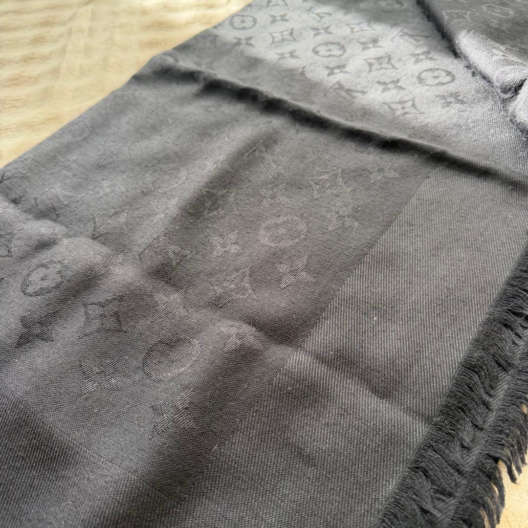 匿名配送料込☆ルイヴィトン Vuittonショールモノグラム 黒 ブラック