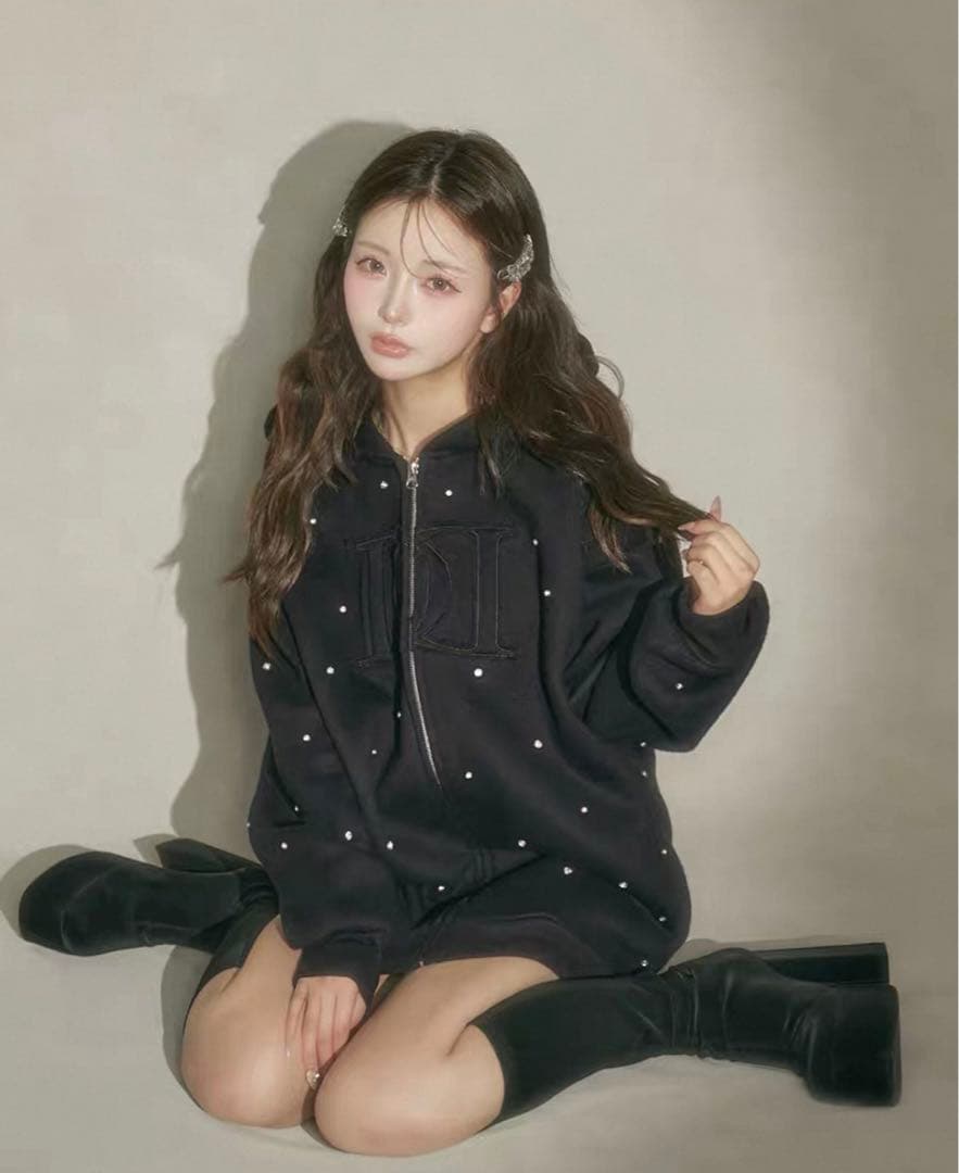 新品　ダーリッチDarich DDロゴビジュージップパーカー　ブラックF