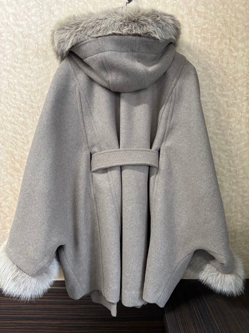リエンダ　ウールMIXフードポンチョ