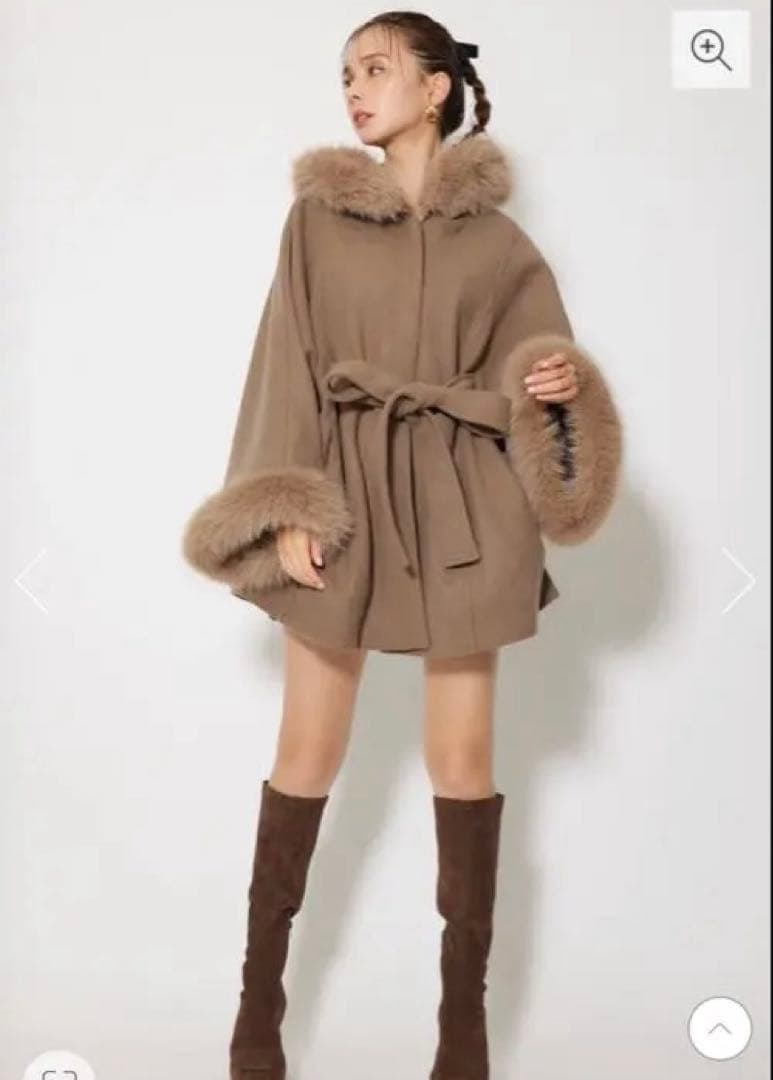 リエンダ　ウールMIXフードポンチョ