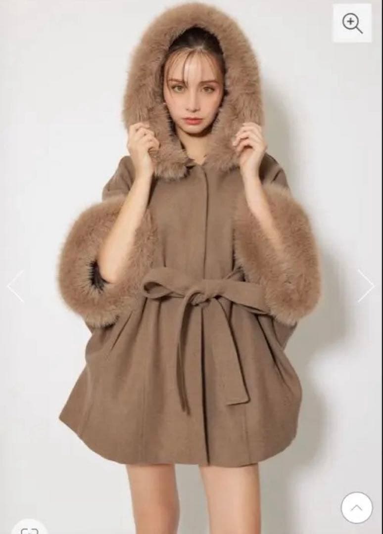 リエンダ　ウールMIXフードポンチョ